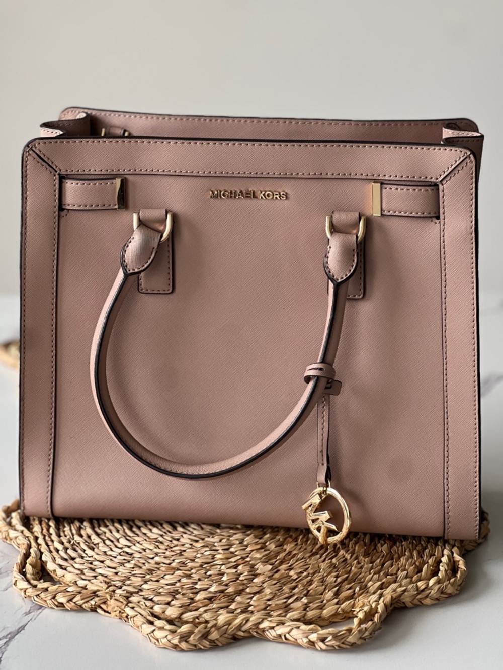 Michael Kors Dusty Rose Saffiano Satchel with Gold Hardware - Picture 2 of 5